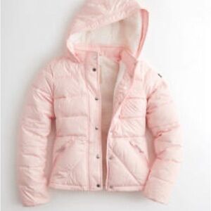 Sherpa-Lined pink Puffer Jacket from Hollister